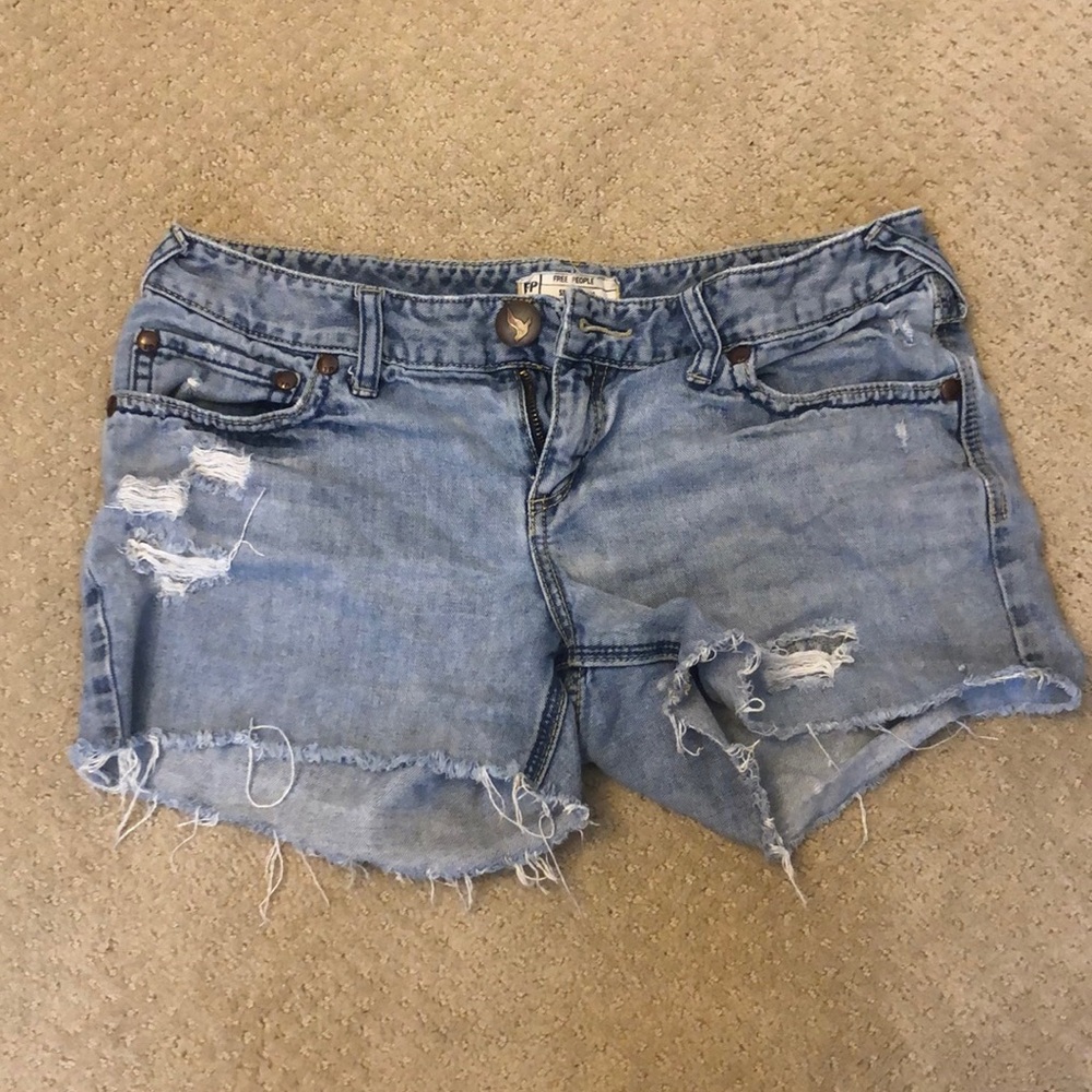 Distressed free people jean shorts